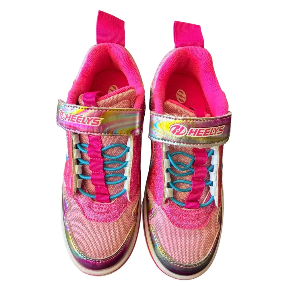 Heelys Rocket X2 Pink Holographic Glitter Dual Wheel Skate Shoes Girls Youth 1